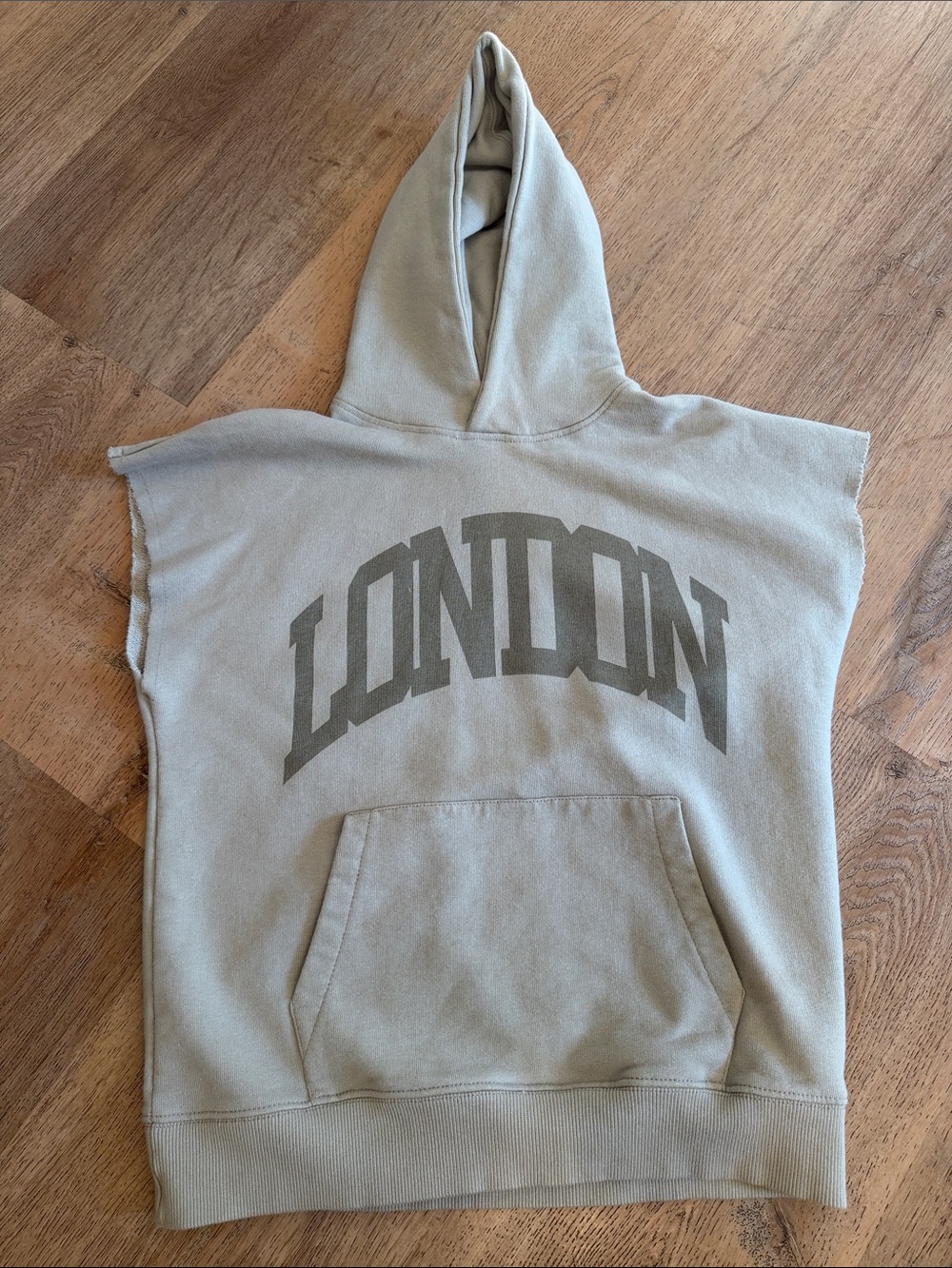 Zara Kids Sleeveless Hooded Sweater with 'LONDON' Print